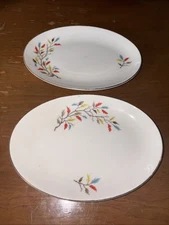 2 Triumph Homer Laughlin China AUTUMN TIME  8.25” x 6” Oval Plates U.S.A.