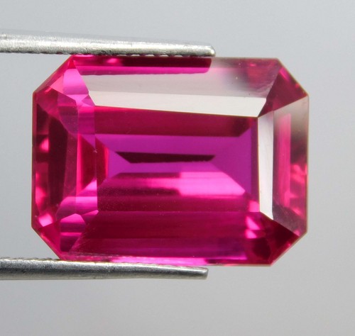 Piedra preciosa suelta corte esmeralda espinela rosa caliente natural de 14,80 quilates certificada - Imagen 7 de 12