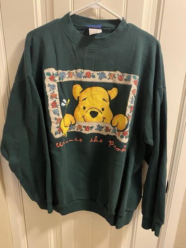 Vintage POOH XL Winnie The Pooh Sweatshirt Green Disney Pullover Graphic