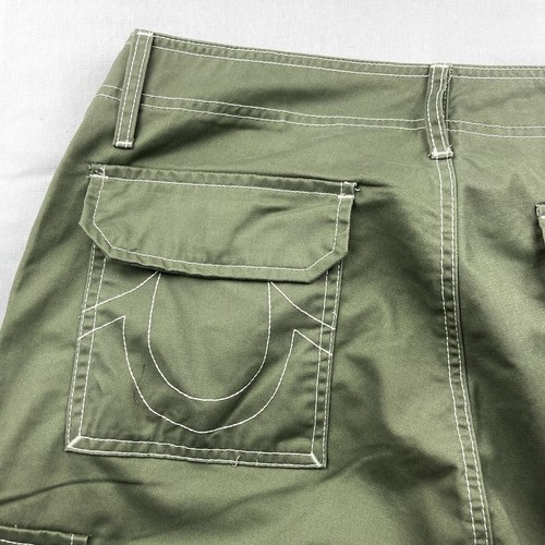 Pantalones cargo True Religion Kalamata verde blanco puntada para hombre 34x32 $159 - Imagen 2 de 9