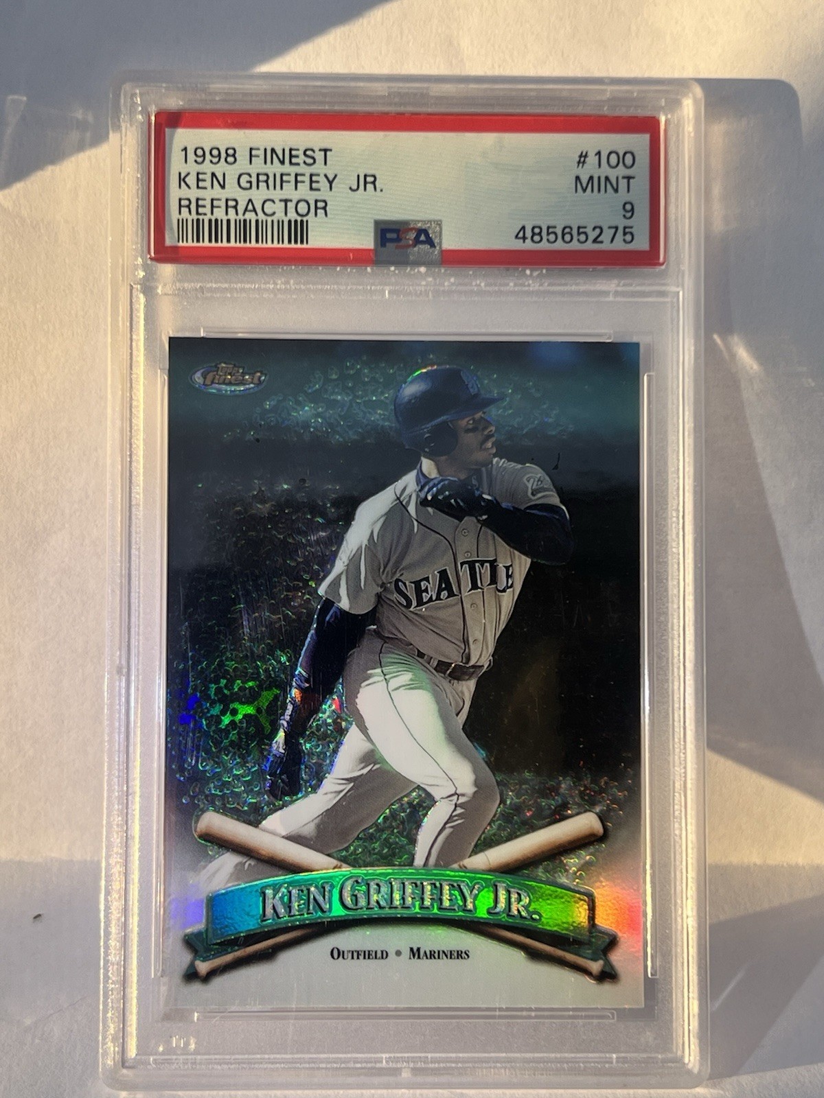 1998 Topps Finest - Refractor #100 Ken Griffey Jr PSA 9 Mint