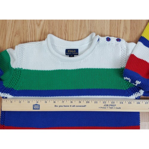 Polo Ralph Lauren kids large 12/14 striped knit sweater polo signature multi - Picture 10 of 12