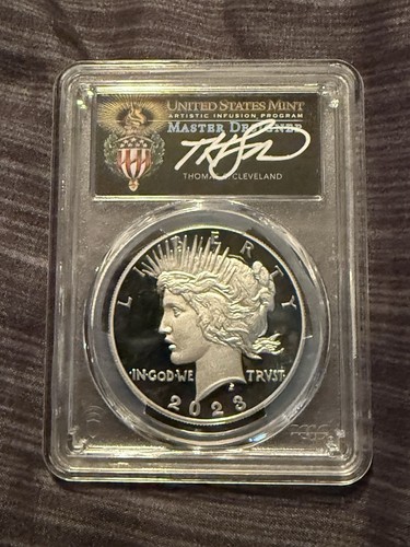 2023 S Peace Silber Dollar 1 $ PCGS PR70DCAM First Strike signiert Thomas Clevelan