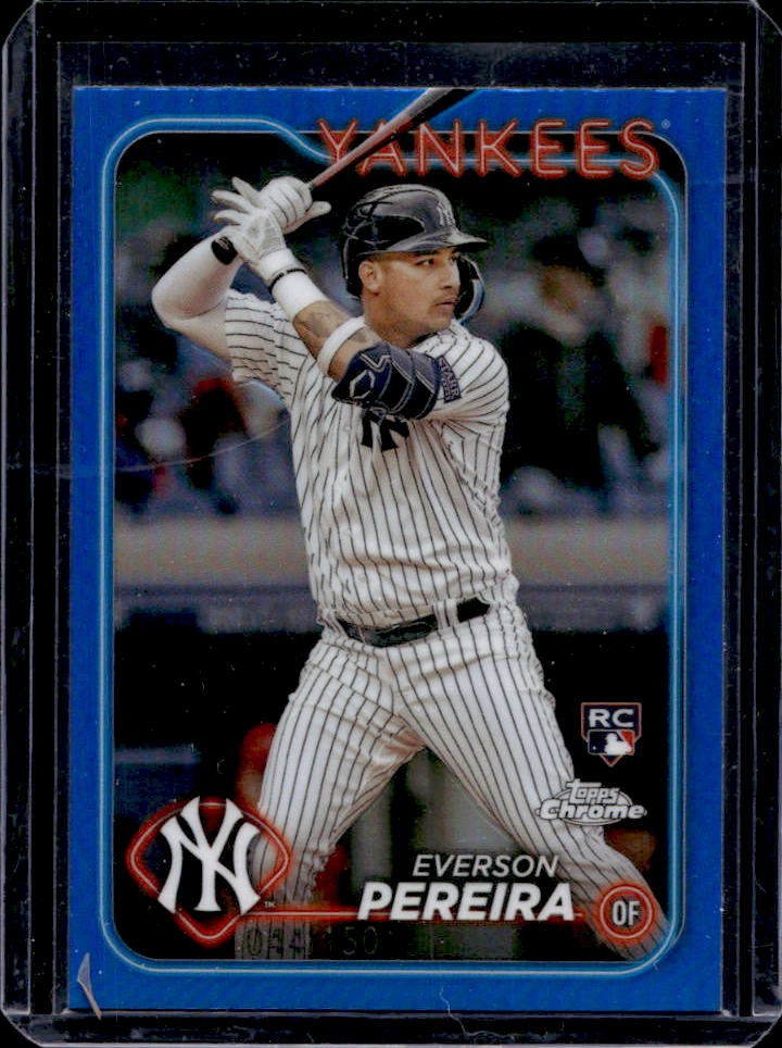 2024 Topps Chrome Everson Pereira RC Blue Refractor Rookie #4/150 Yankees