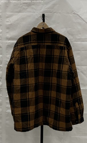 Men's Carhartt Brown Black Plaid Sherpa Lined Relaxed Fit Thermal Jacket 2XL - Picture 2 of 7