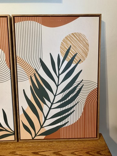 Wayfair Mid Century Modern Boho Palm From attic Wall Art Set Yellow Abstract - Picture 7 of 13