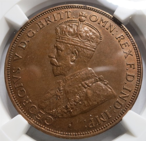 AUSTRALIA Britain 1 Penny 1917 I NGC MS 62 BN UNC Calcutta India World War I. - Picture 5 of 8