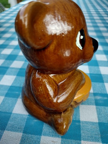 Olla/frasco de miel de oso de peluche de cerámica vintage de 6" - Imagen 9 de 11