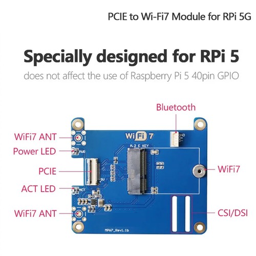 MPW7AC pour 5 PCIE vers M.2 E-Key WiFi7 Module avec étui BE200 Support TPU4720 - Photo 3/10