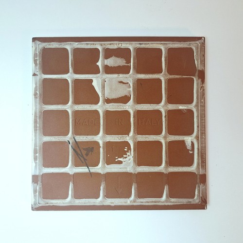 Modern Abstract Art Painted Terracotta Ceramic Tile 6in ITALY, FREE SHIPPING - Picture 3 of 6