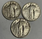 VG 1924 VF 1925 1926-P Standing Liberty Silver Quarters (all original) US Set