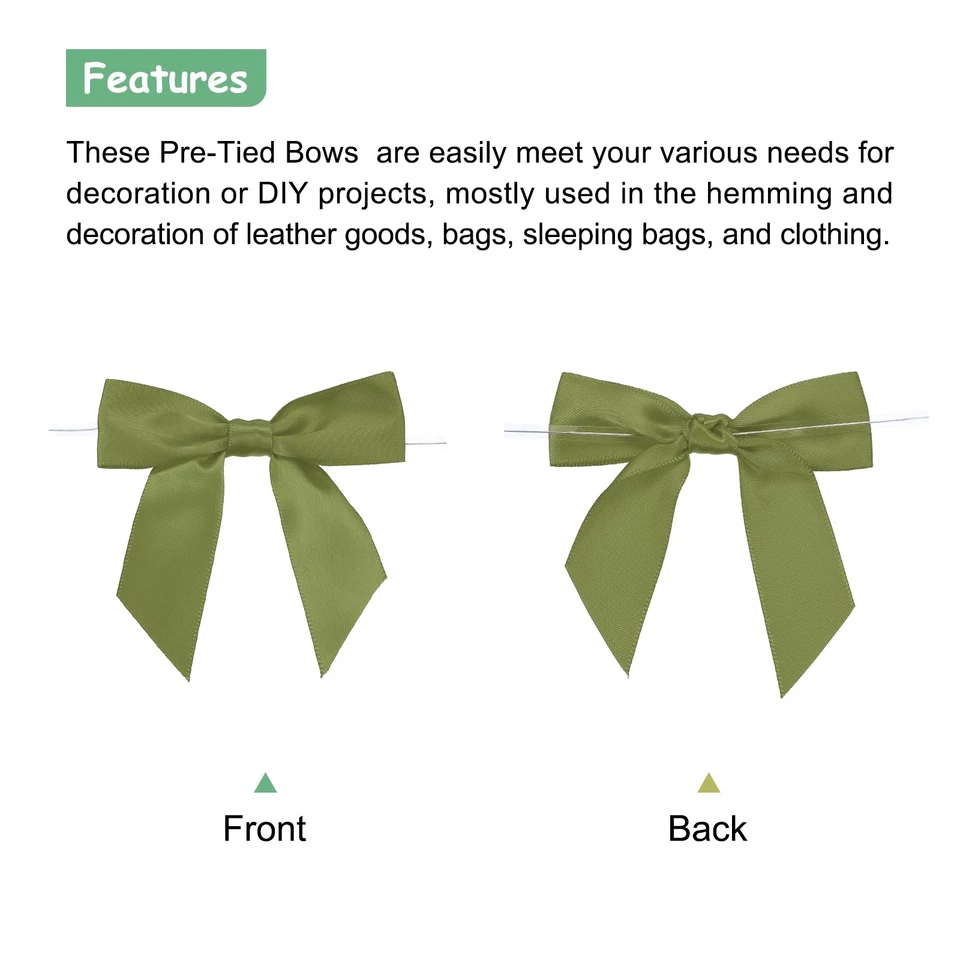 50 piezas arcos preatados arcos de cinta satinada 3,5" lazos torcidos arcos de regalo verde claro Foto 3 de 4