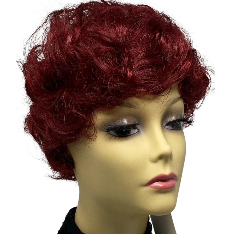 Dark Burgundy Wine Pixie Wig ASHRO Short Curly Synthetic Hair Women Teens NWT - Image 4 of 4