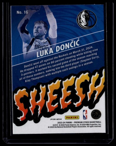 2023-24 Hoops Premium Stock #16 Luka Doncic Sheesh Silver Prizm - Picture 2 of 2