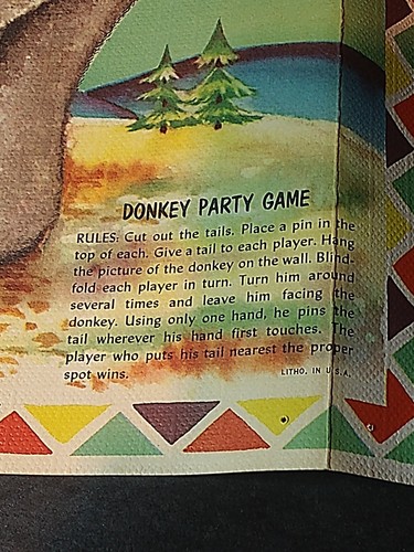 VINTAGE DONKEY PARTY GAME WHITMAN PUBLISHING PIN THE TAIL ON THE DONKEY RARE - Picture 5 of 17