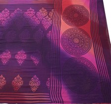 Sushila Vintage Purple Saree 100 Pure Georgette Silk Printed Floral Craft Fabric