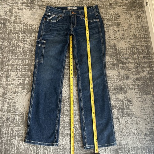 Ariat Rebar Mid Rise Straight Jeans Woman’s Size 28S Blue Nightride - Picture 12 of 14
