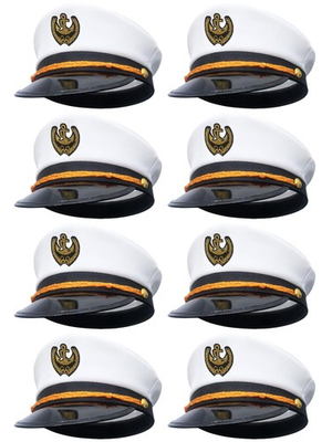 #ad 8 Pieces Captain Hats Adjustable White Sailors Navy Marine Admiral Caps for Y. $38.12