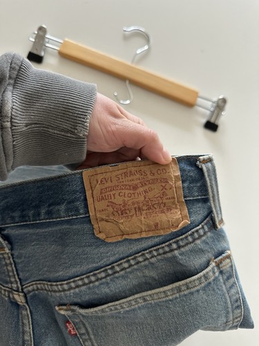 Vintage 70s Levis 501 Selvedge Redline Damage Repair Jeans Button #555 34 - Picture 12 of 15
