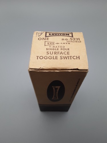 NOS Leviton Interruttore Luce Bachelite Marrone Montaggio Superficiale Monopolare 5231 - Foto 14 di 14