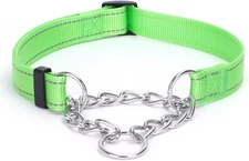 Martingale Dog Collar with Stainless Steel Chain, Reflective