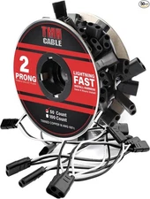 50 Count 2-Prong Wire Harness Roll Double Female Bullet Plug 18 Gauge - 6.5" Sp