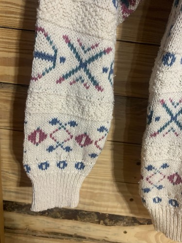 Vintage Eddie Bauer Sweater Women’s M USA Aztec Knit Turtleneck 100% Cotton - Picture 8 of 22