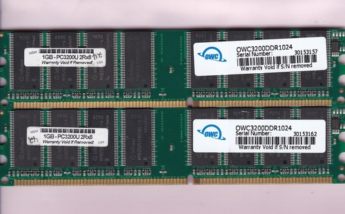 2GB 2x1GB PC-3200 OWC OWC3200DDR1024 DDR-400 PC3200 DESKTOP RAM MEMORY KIT DDR1 - Picture 1 of 2
