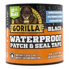Gorilla Waterproof Patch  Seal Tape, Black 4" x 10' 1 - Pack,
