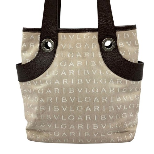 BVLGARI Handbag Logo Mania Brown Authentic - Picture 2 of 11