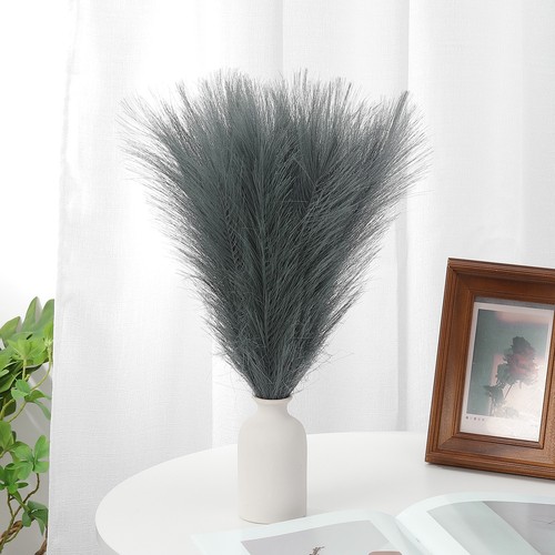 Decoración de césped pampeano de 17,7 pulgadas 30 piezas césped artificial a granel esponjoso imitación seco gris - Imagen 5 de 6