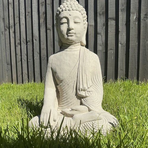Large Robed Buddha Stone Concrete Garden Statue Ornament Gift FREE POSTAGE - Picture 5 of 8