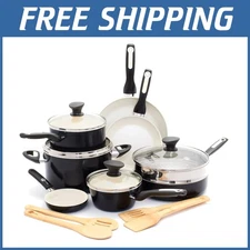 Rio 16-Piece Cookware Set, Hard Anodized, Ceramic Nonstick