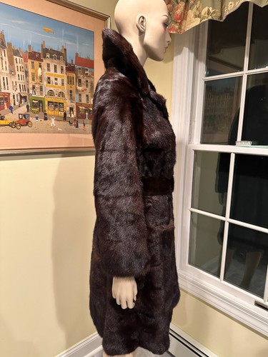 Chaqueta Abrigo USA Natural 40" Largo Marrón Mujer Visón Talla 2/4 Pequeña Piel Real - Imagen 7 de 17