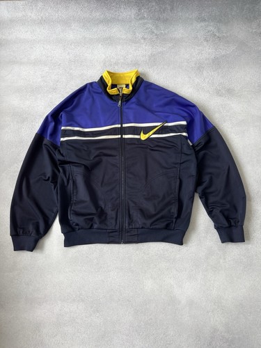 Vintage Nike Tracksuit Blue Yellow Retro Style Big Logo Jacket & Pants Set - Picture 2 of 22