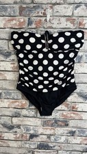 Marks & Spencer Womens Black Polka Dot One Piece Halterneck Swimsuit Size UK 16