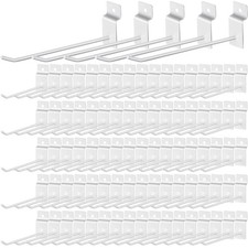 6 Inch Slatwall Hooks 100 PCS White Heavy Duty Metal Panel Display Hangers