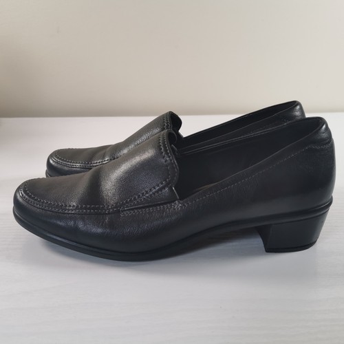 Ecco Women's Black Leather Slip On Loafer Low Heeled Shoes Size 39 - Picture 12 of 22