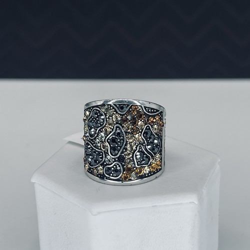 Brighton Leopard Totem Trinity Ring Silver Wide Band Multi Crystal Size 7 NWT - Picture 6 of 13