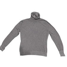 BASLER Grey Virgin Wool Silk Turtleneck Lightweight Sweater Silver thread Size M