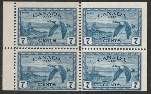 CANADA 1946 AIR 7c ULTRAMARINE BOOKLET PANE UNMOUNTED MINT SG407a