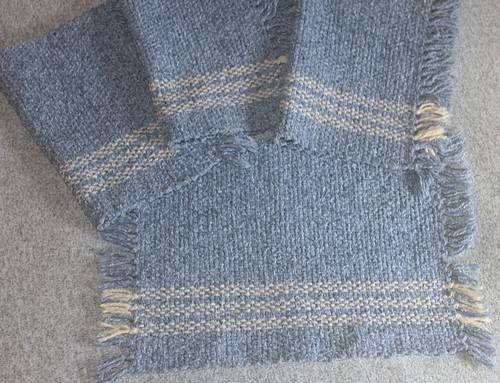 Juego de manteles individuales tejidos con flecos de tweed azul/4 casa de campo de 17" x 12,5" - Imagen 2 de 4