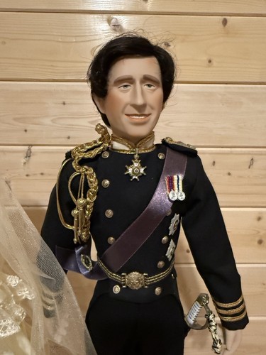 Princess Diana Bride Doll & Prince Charles Danbury Mint Set In Box - Picture 3 of 9