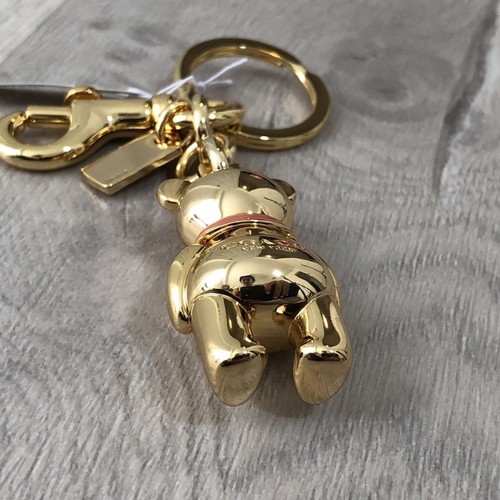 Bolso de oso de peluche Coach 3D encanto llavero dorado - Imagen 6 de 6