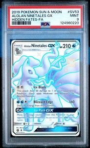 2019 POKEMON SUN & MOON HIDDEN FATES #SV53 FULL ART/ALOLAN NINETALES GX PSA 9
