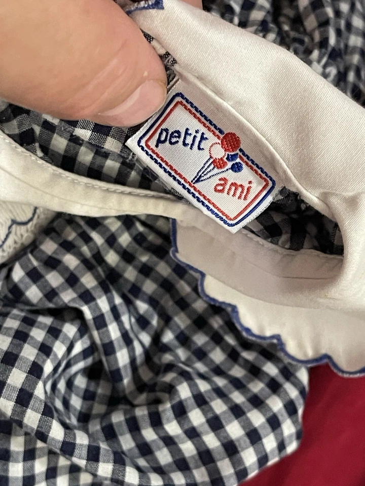 Mameluco vintage Petit Ami a cuadros con burbujas unisex talla 12 meses una pieza Foto 3 de 4