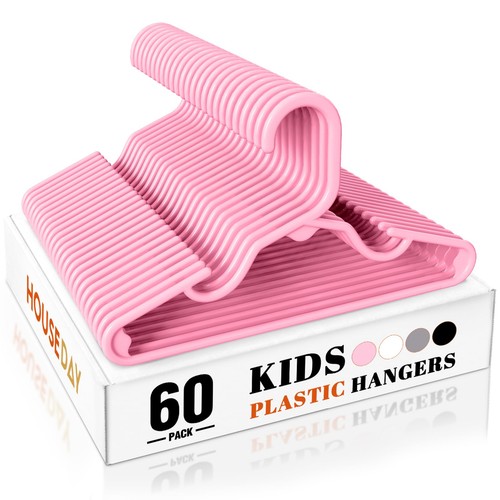 Premium Baby Hangers 60 Pack, 11 Inch Kids Plastic Hanger Pink, Slim Children... - Bild 1 von 8