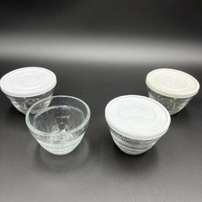 Pampered Chef 1 Cup Graduated Clear Glass Prep Bowl with Lid 1825 Set Of 4