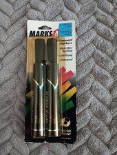 Marks A Lot Vtg Black Permanent Markers 2 In Pack Chisel Point