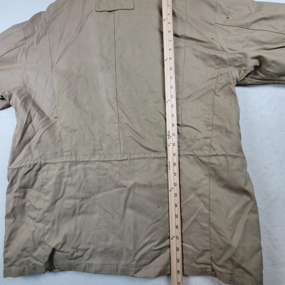 Jaqueta de caça vintage de lona seca óssea e couro Ver medidas fotográficas - Imagem 4 de 4